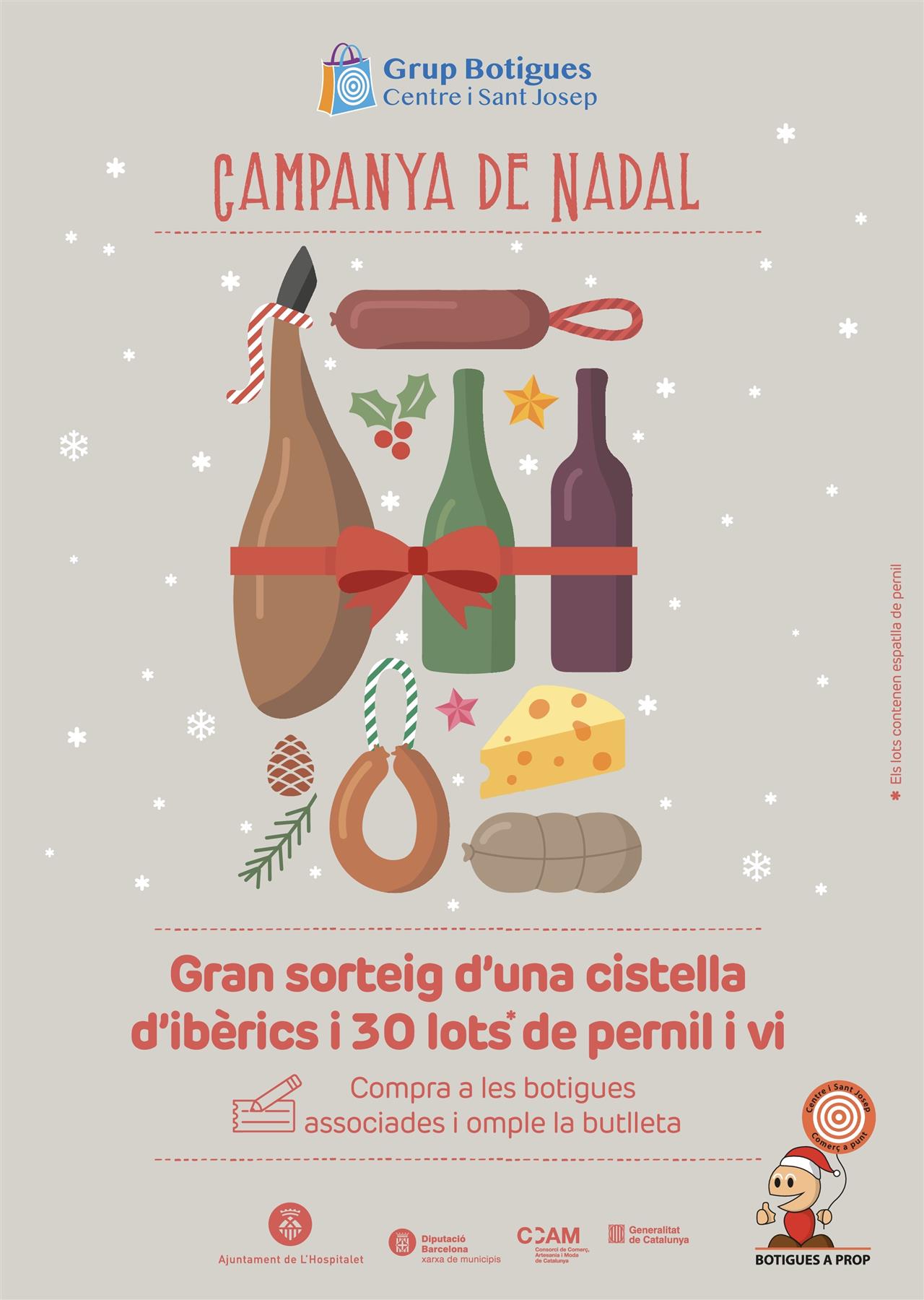Sorteig de 30 lots de pernil i vi i un gran lot d'iberics